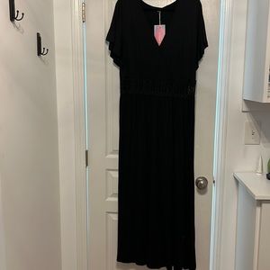 Size 14 Black Maxi dress NWT with lace detail.  Lace section is not lined.